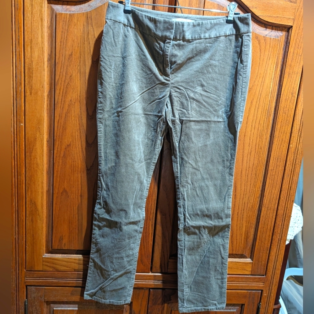 Loft‎ 6P smoke grey velvet tailored slacks cigarette pants